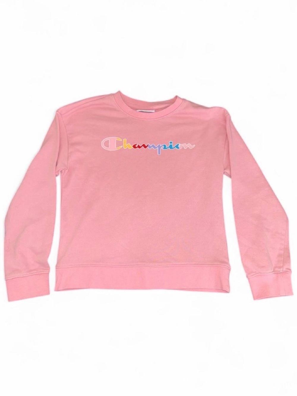 Champion Pink Crewneck with Blue and Red Logo Tag